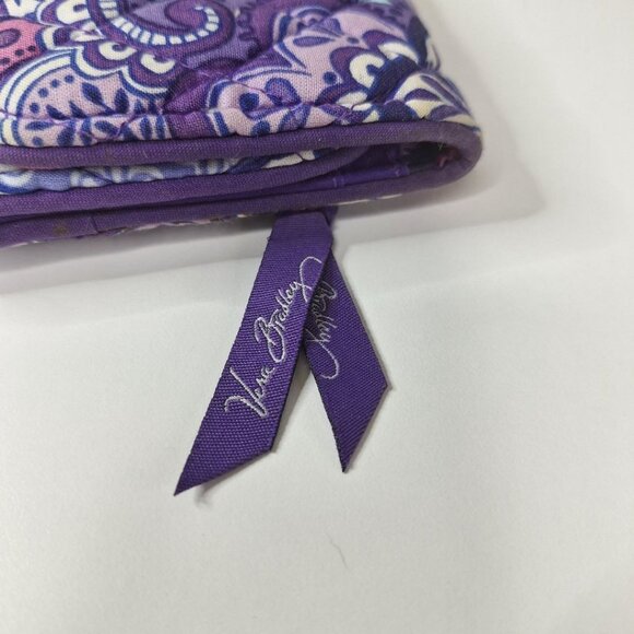 Vera Bradley Lilac Tapestry Purple Paisley Pattern Wallet Clutch Magnetic Trifol - Picture 8 of 8